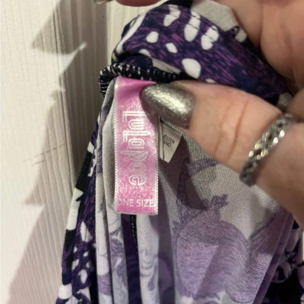 LuLaRoe Purple and White Leggings - Picture 2 of 2